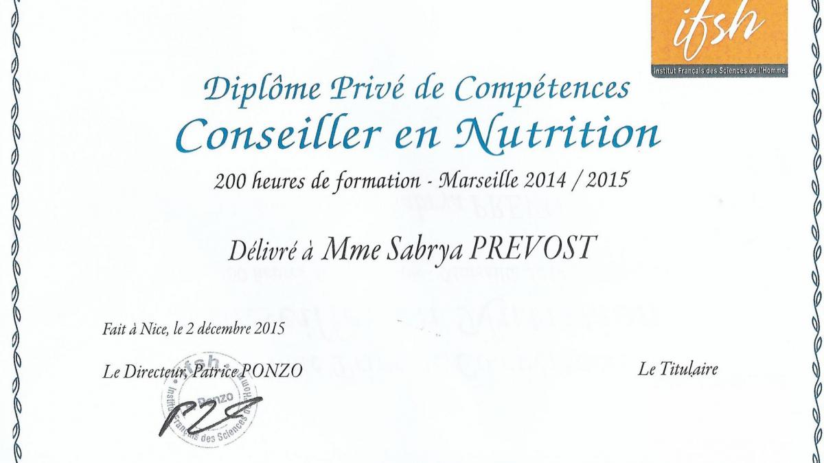 Conseiller en Nutrition